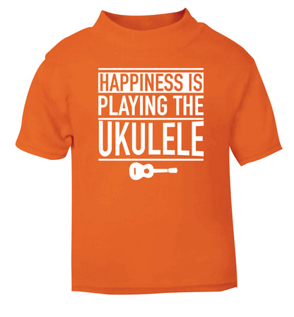 Happines is playing the ukulele orange Baby Toddler Tshirt 2 Years