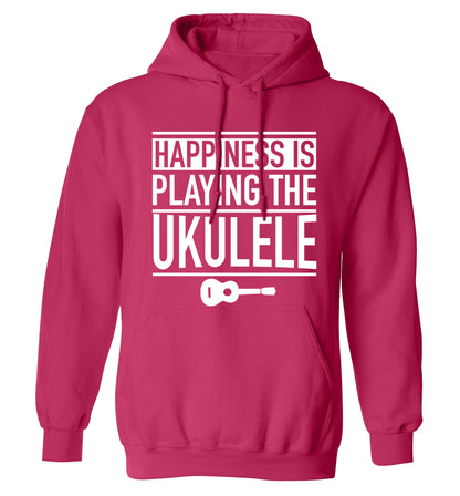 Happines is playing the ukulele adults unisex pink hoodie 2XL