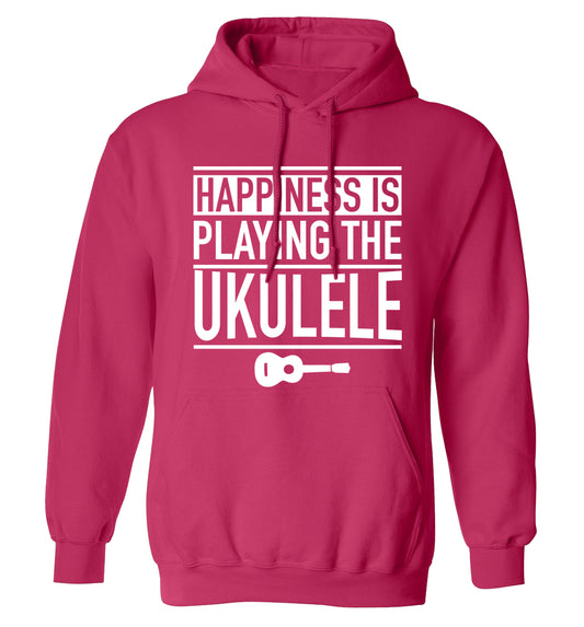 Happines is playing the ukulele adults unisex pink hoodie 2XL