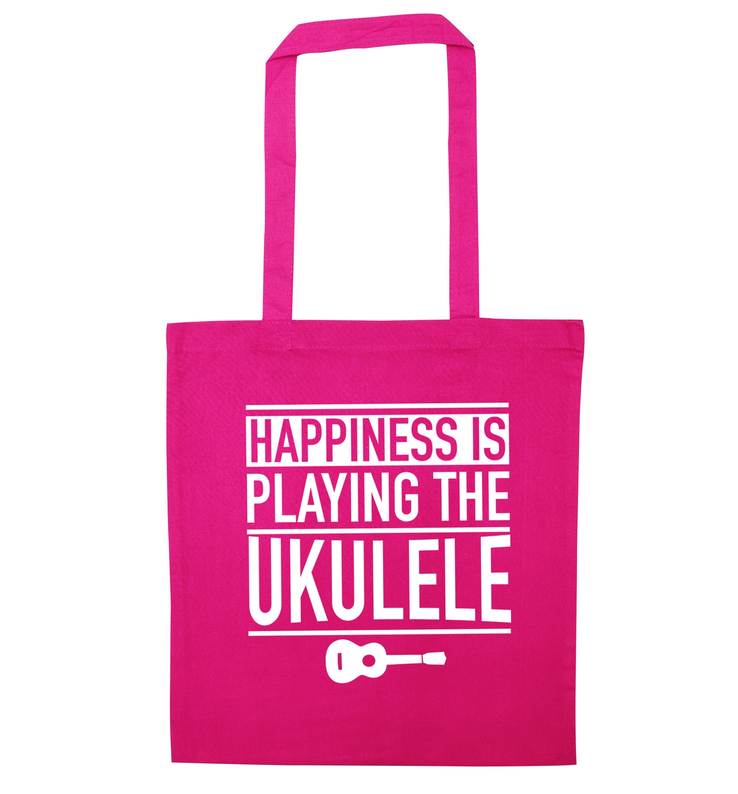 Happines is playing the ukulele pink tote bag