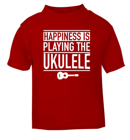Happines is playing the ukulele red Baby Toddler Tshirt 2 Years