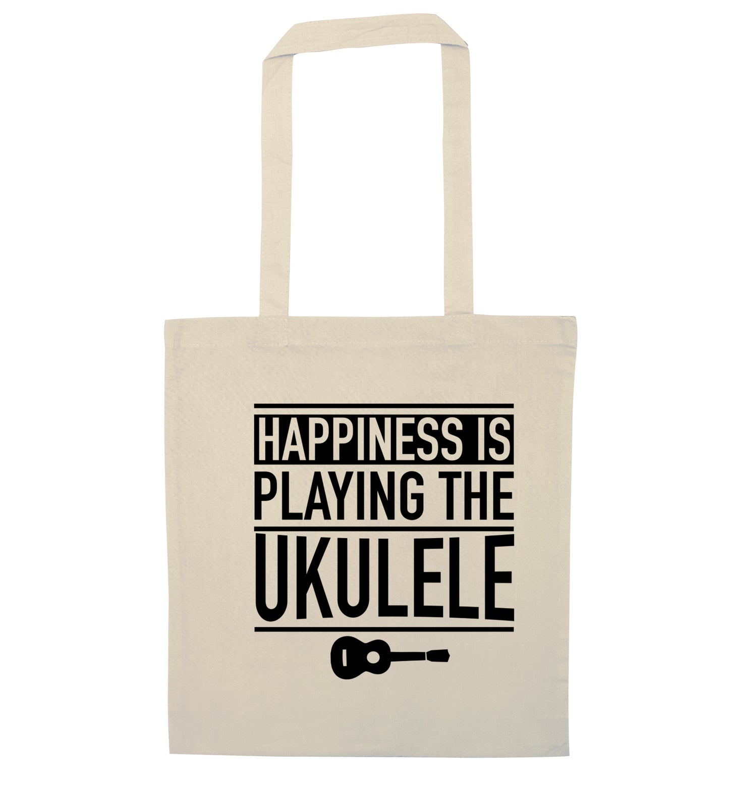 Happines is playing the ukulele natural tote bag