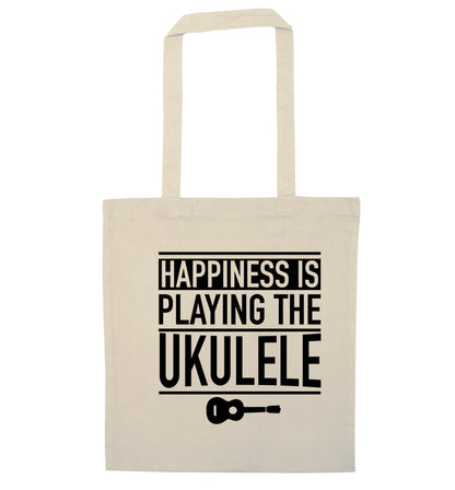 Happines is playing the ukulele natural tote bag