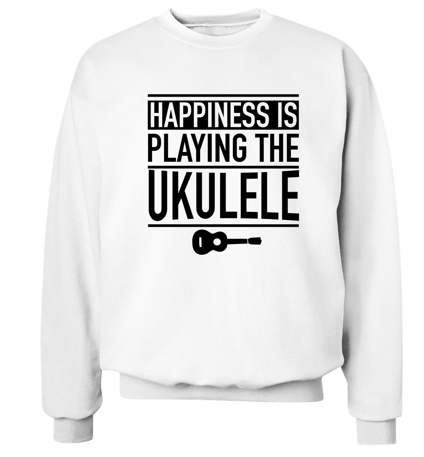 Happines is playing the ukulele Adult's unisex white Sweater 2XL
