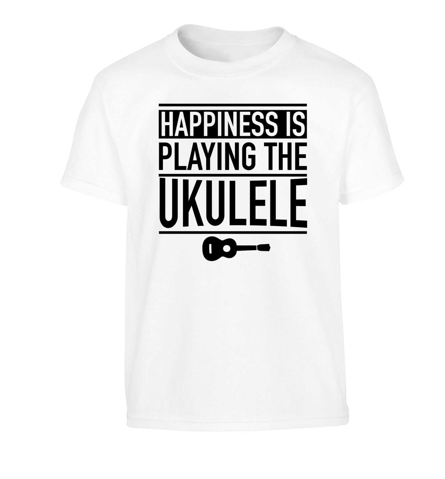 Happines is playing the ukulele Children's white Tshirt 12-14 Years