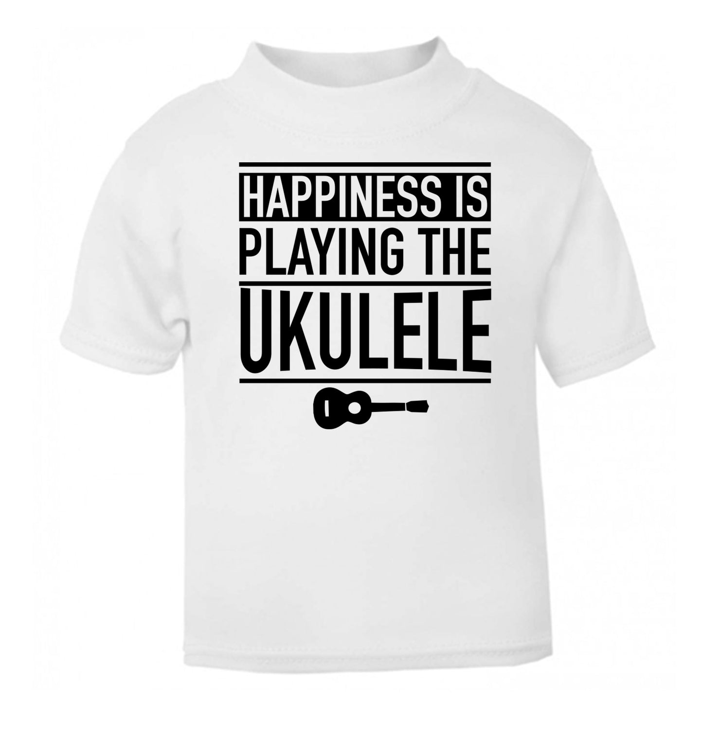 Happines is playing the ukulele white Baby Toddler Tshirt 2 Years