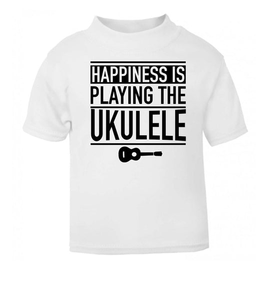 Happines is playing the ukulele white Baby Toddler Tshirt 2 Years