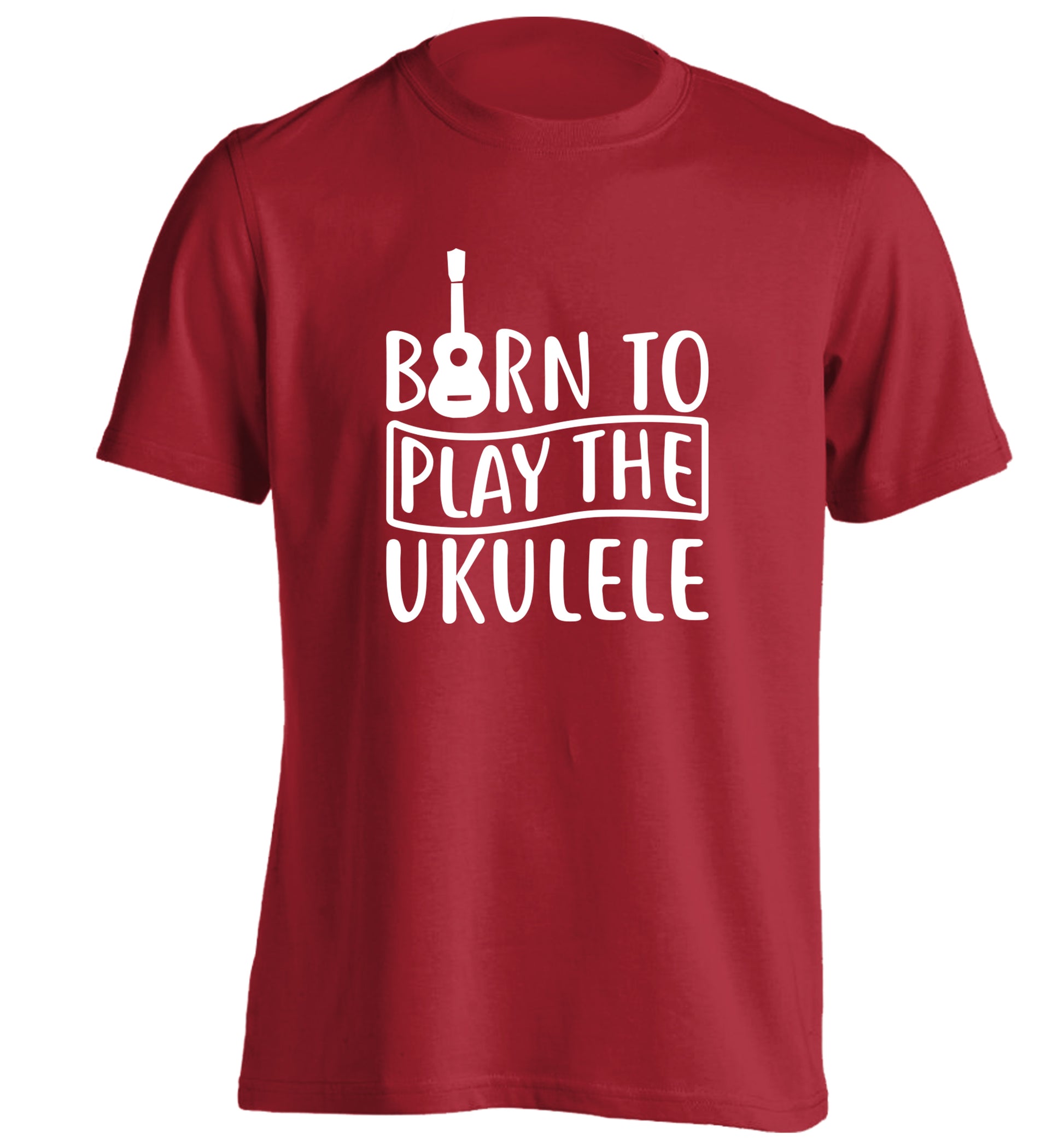 Born to play the ukulele adults unisex red Tshirt 2XL