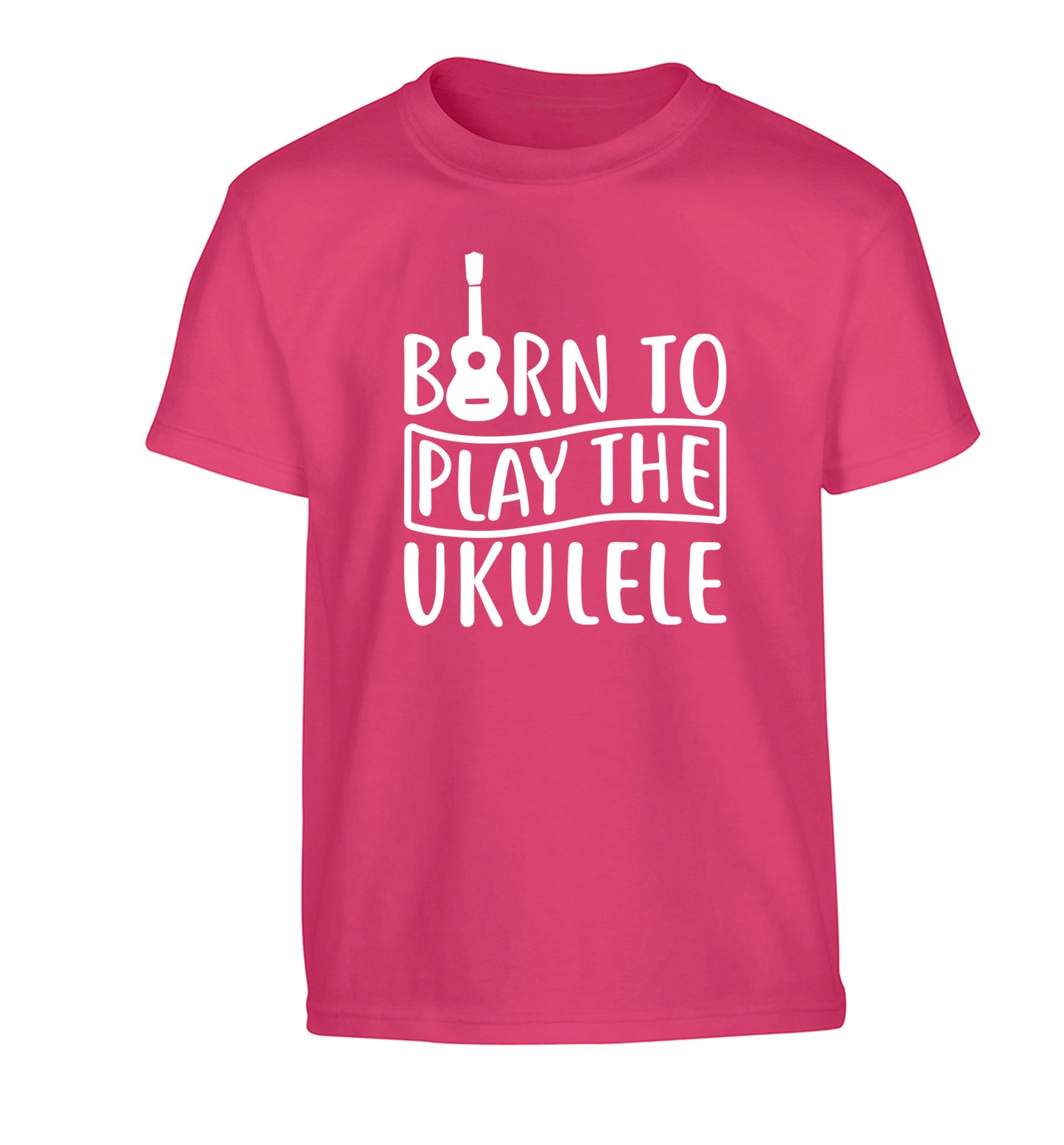 Born to play the ukulele Children's pink Tshirt 12-14 Years