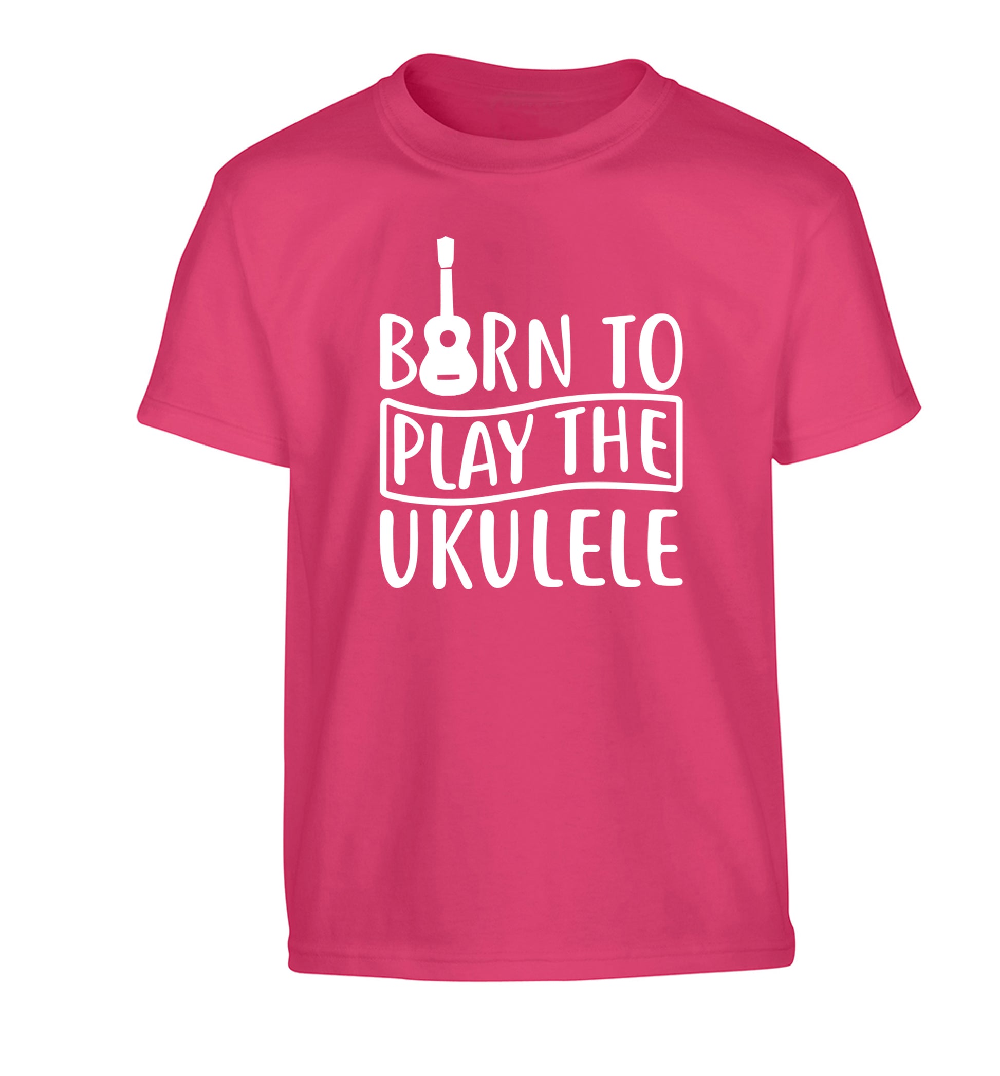 Born to play the ukulele Children's pink Tshirt 12-14 Years