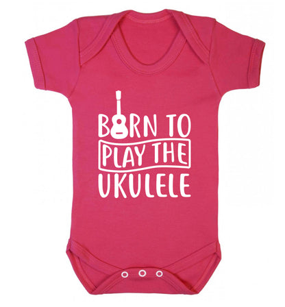 Born to play the ukulele Baby Vest dark pink 18-24 months