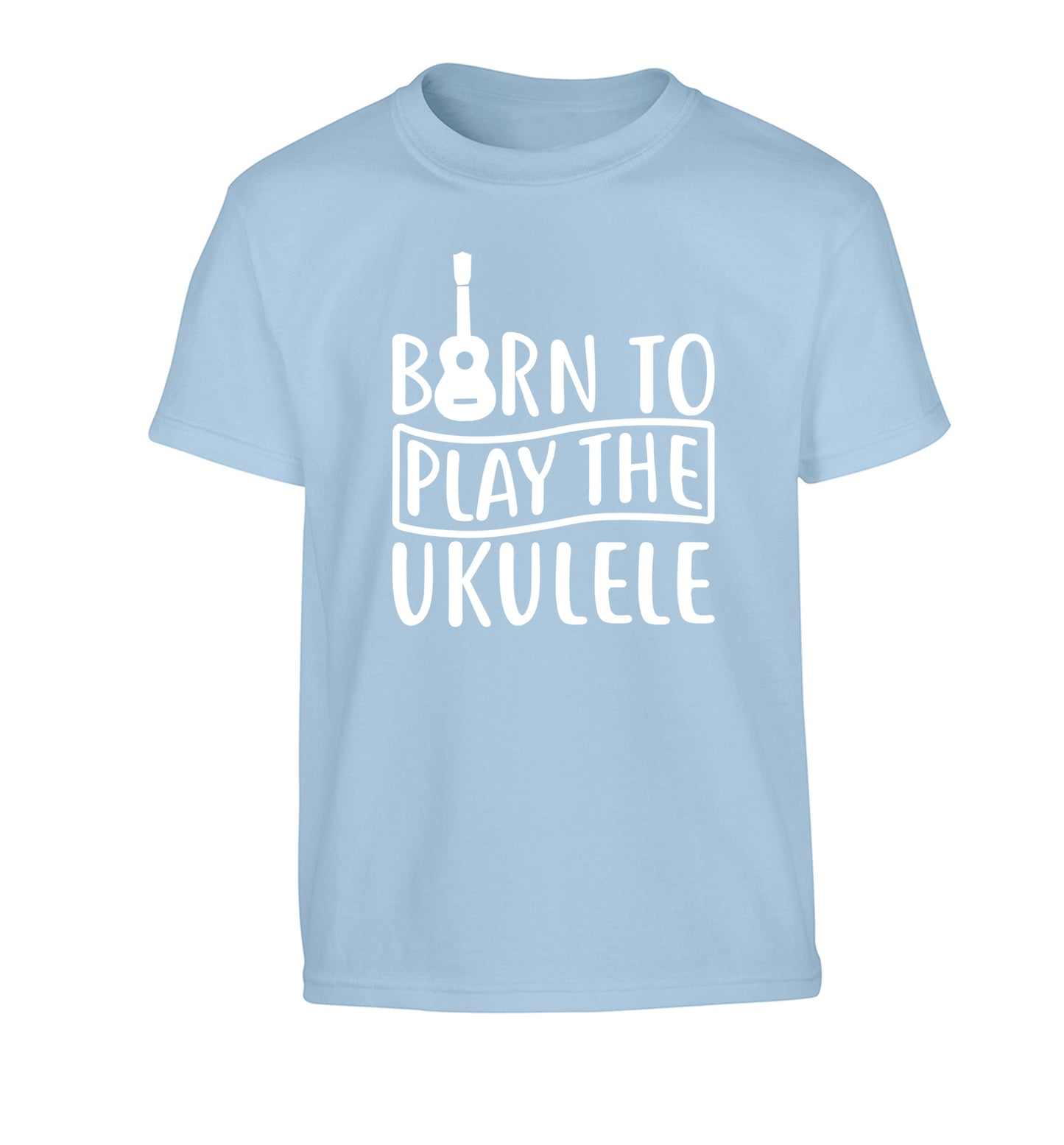 Born to play the ukulele Children's light blue Tshirt 12-14 Years