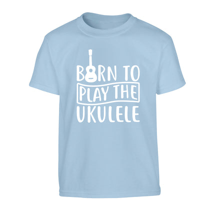 Born to play the ukulele Children's light blue Tshirt 12-14 Years