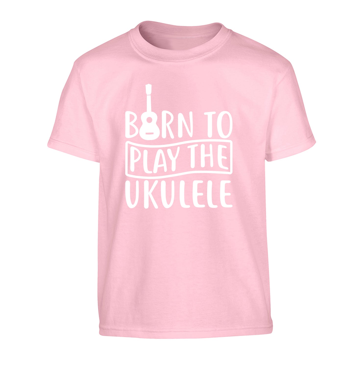 Born to play the ukulele Children's light pink Tshirt 12-14 Years