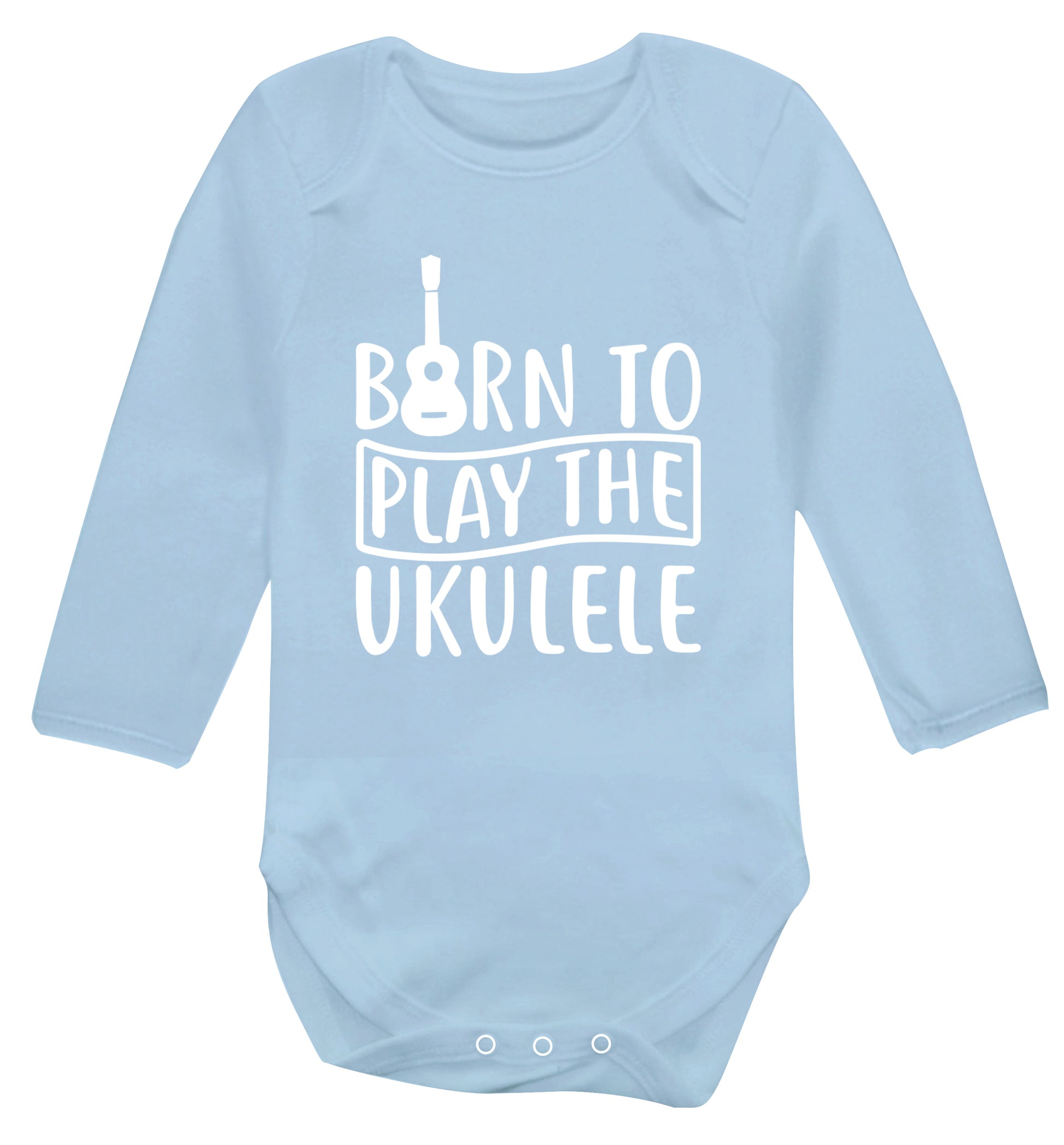 Born to play the ukulele Baby Vest long sleeved pale blue 6-12 months