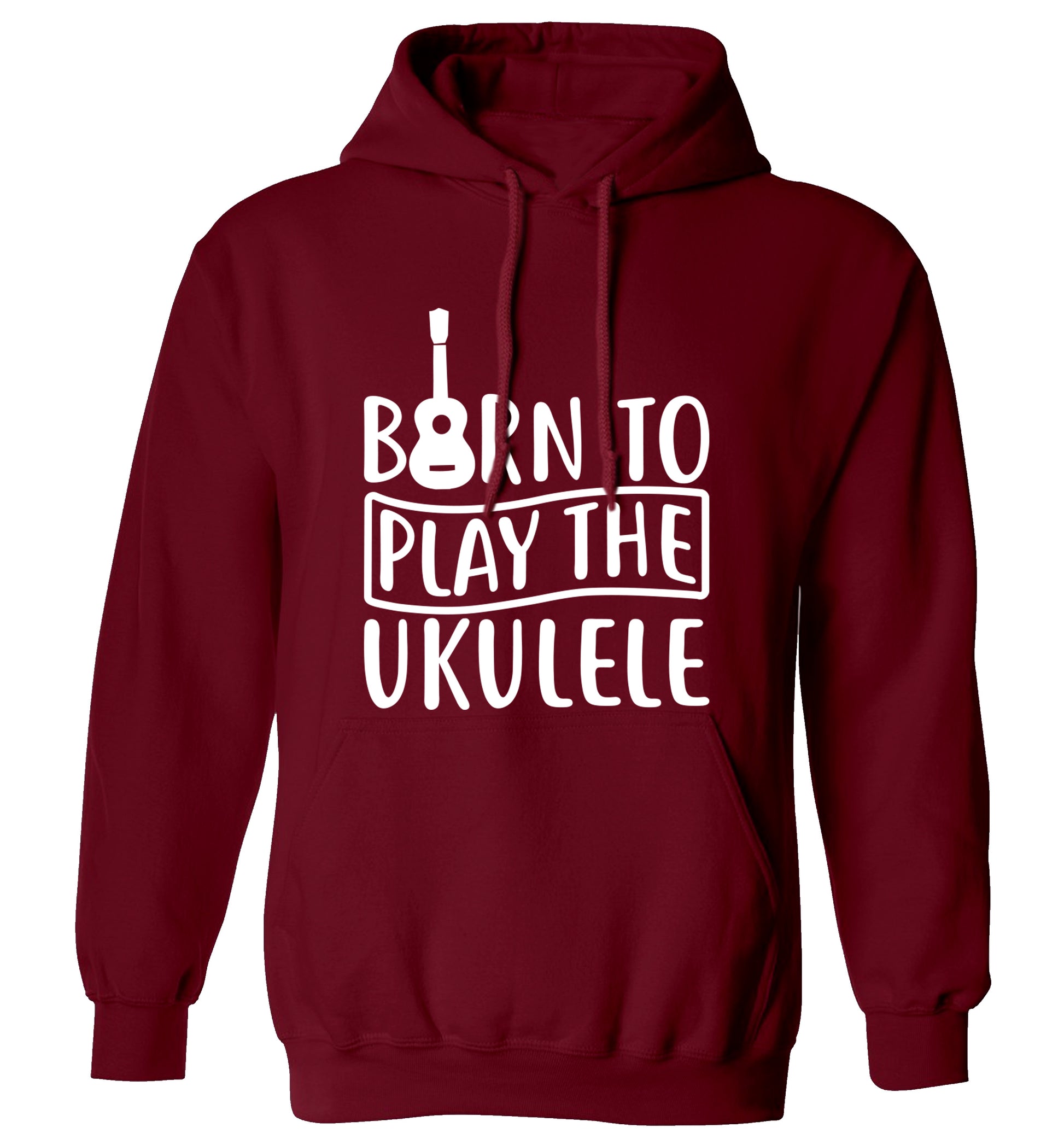 Born to play the ukulele adults unisex maroon hoodie 2XL
