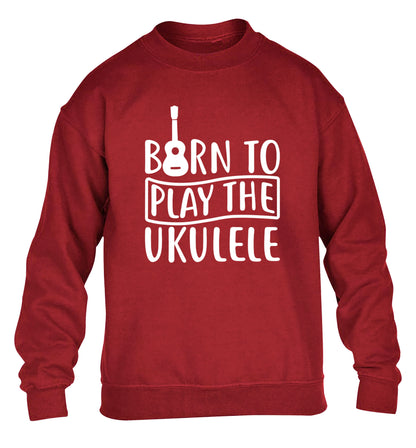 Born to play the ukulele children's grey sweater 12-14 Years