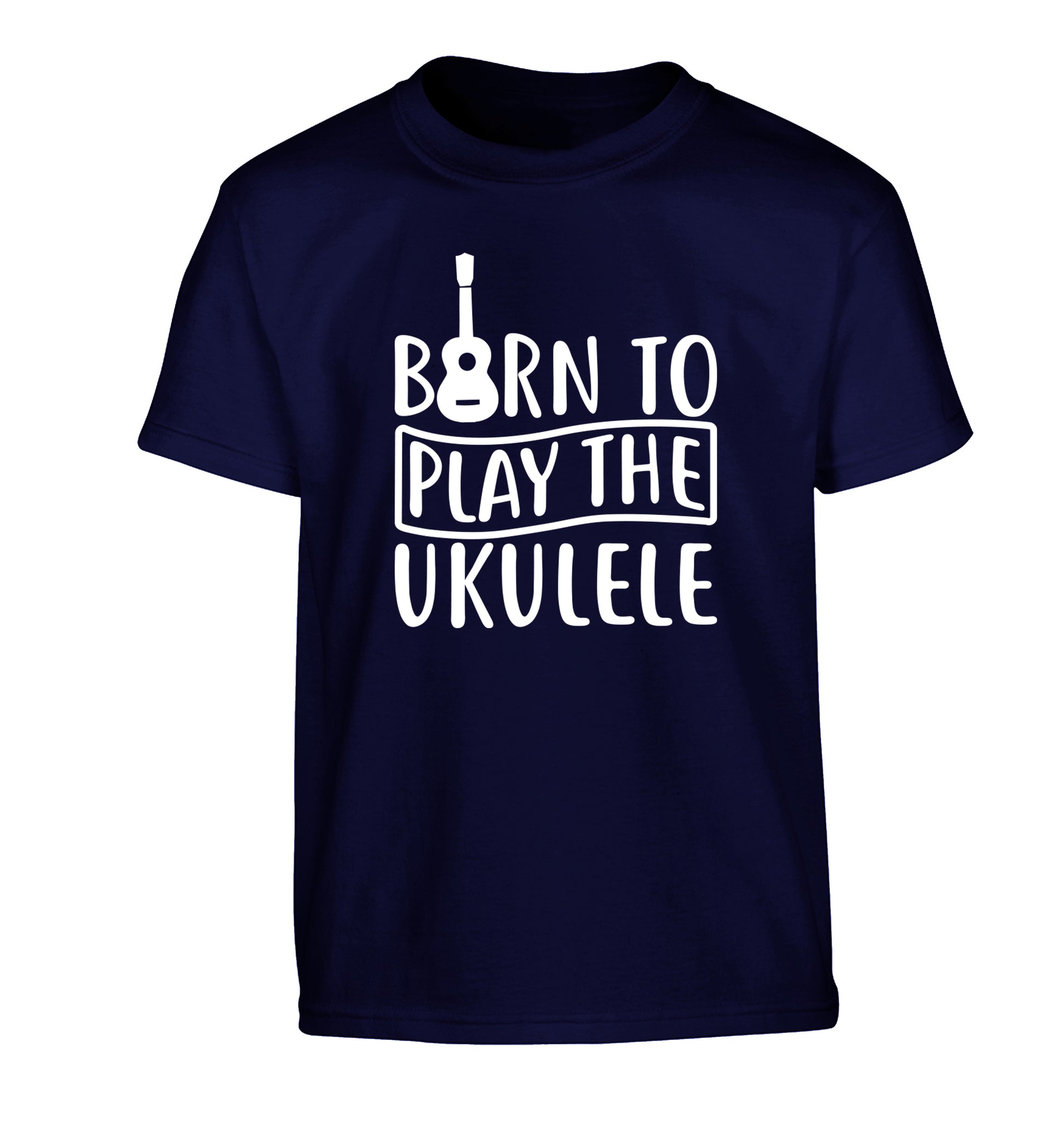 Born to play the ukulele Children's navy Tshirt 12-14 Years