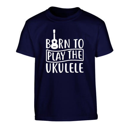 Born to play the ukulele Children's navy Tshirt 12-14 Years