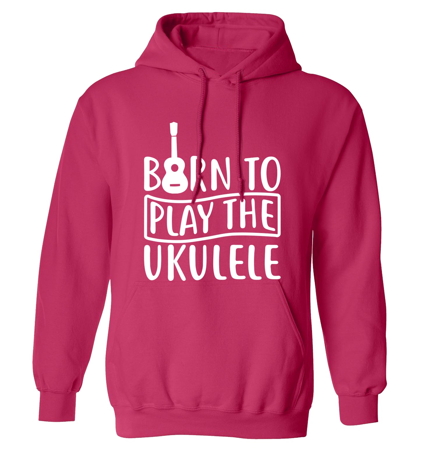 Born to play the ukulele adults unisex pink hoodie 2XL