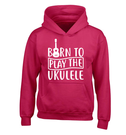 Born to play the ukulele children's pink hoodie 12-14 Years