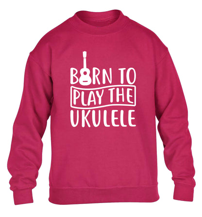 Born to play the ukulele children's pink sweater 12-14 Years