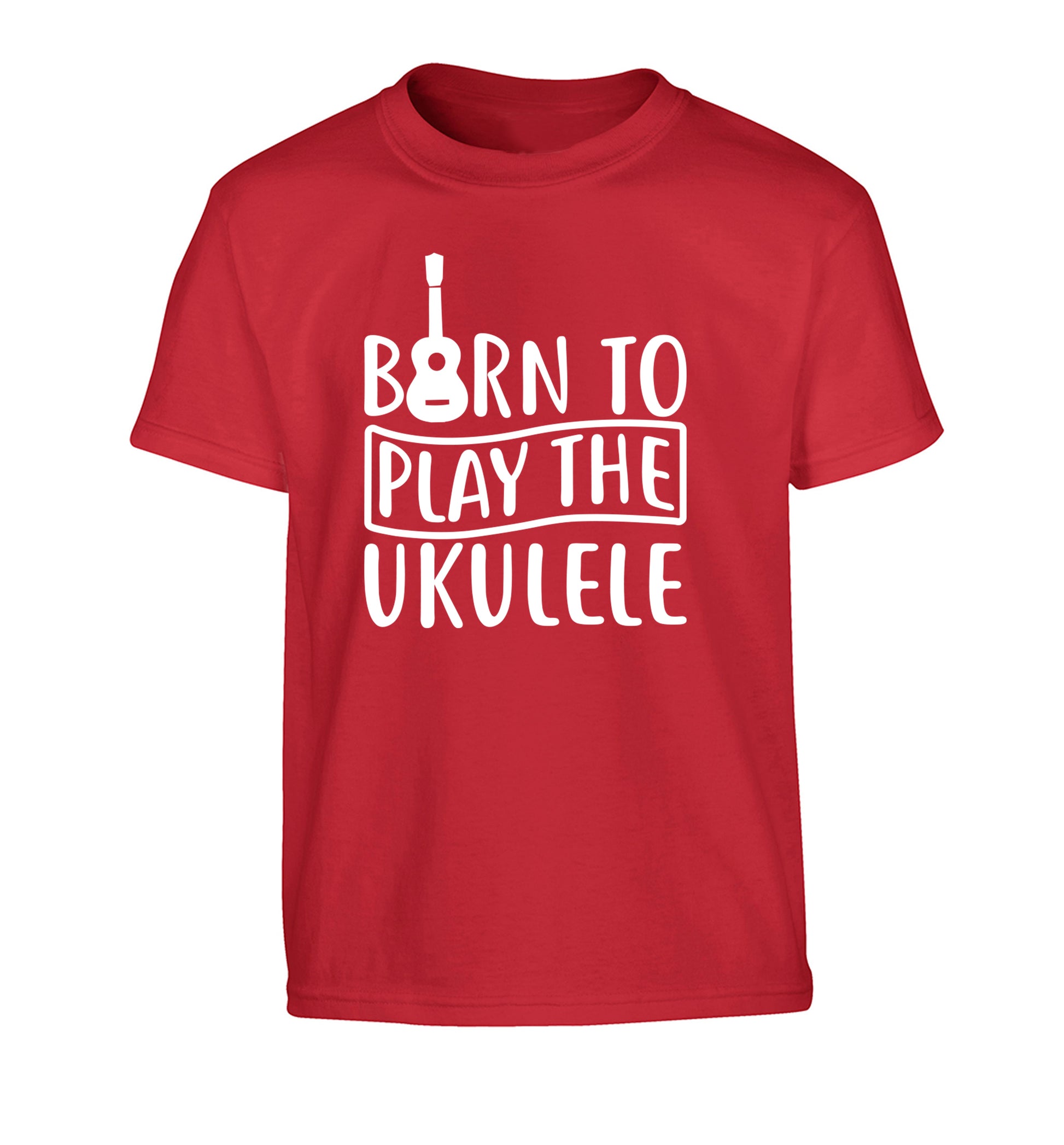 Born to play the ukulele Children's red Tshirt 12-14 Years