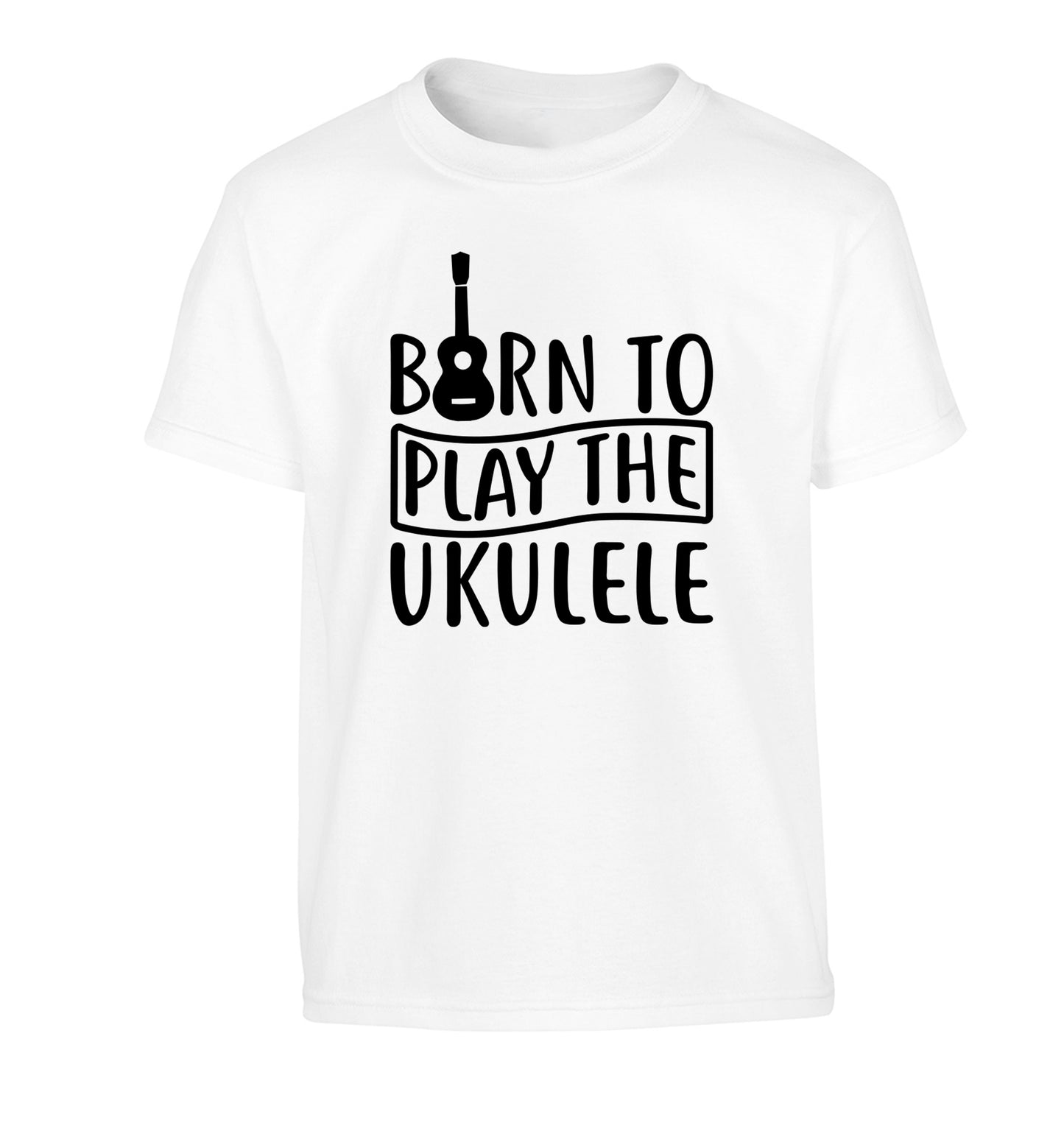 Born to play the ukulele Children's white Tshirt 12-14 Years