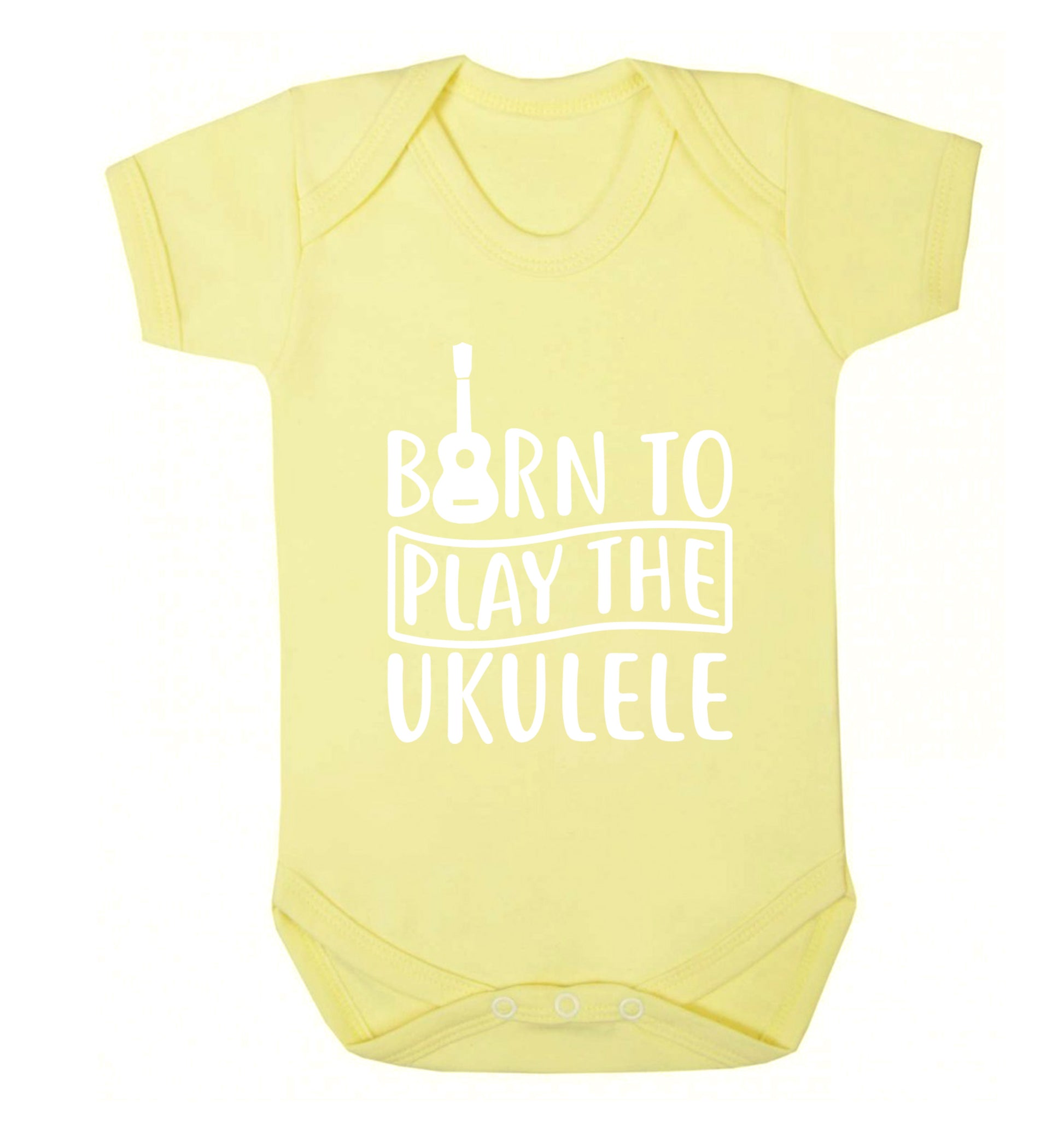 Born to play the ukulele Baby Vest pale yellow 18-24 months