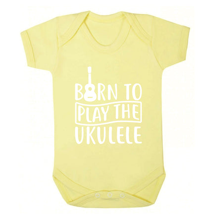 Born to play the ukulele Baby Vest pale yellow 18-24 months