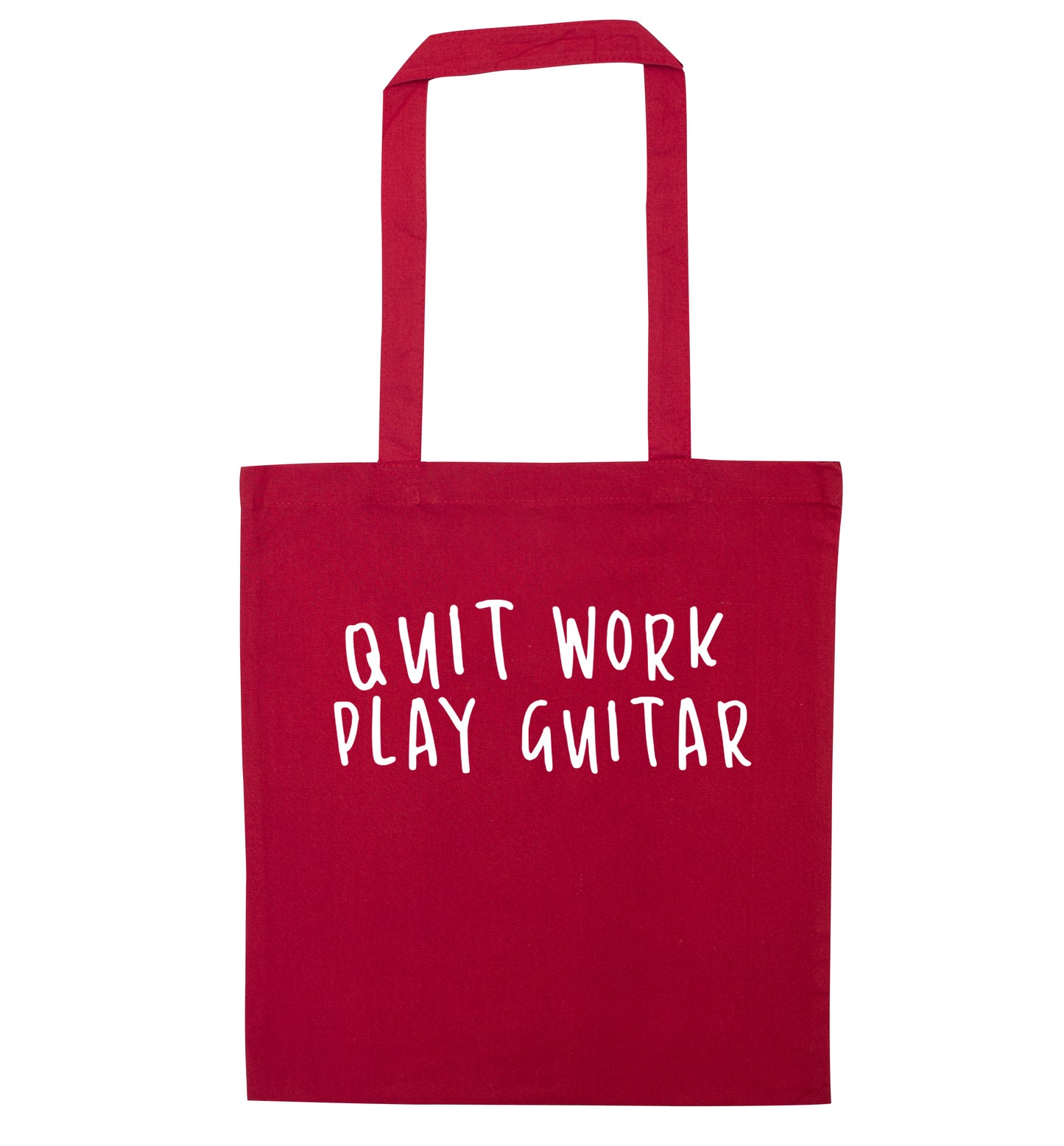Quit work play guitar red tote bag