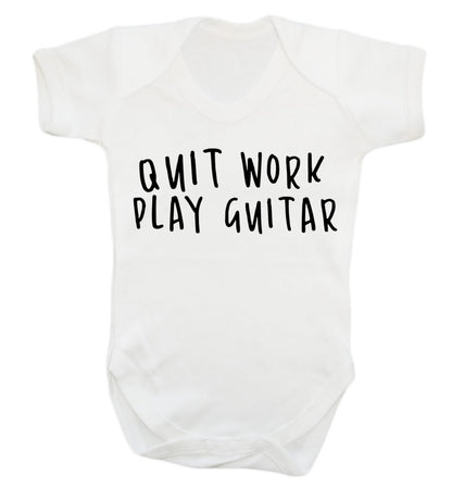 Quit work play guitar Baby Vest white 18-24 months