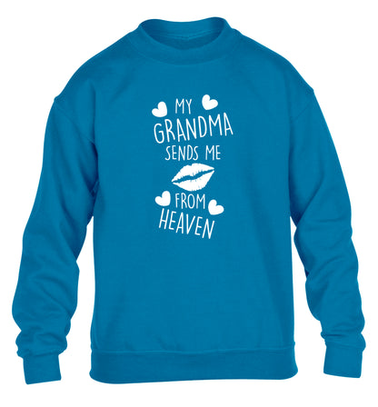My grandma sends me kisses from heaven children's blue sweater 12-14 Years