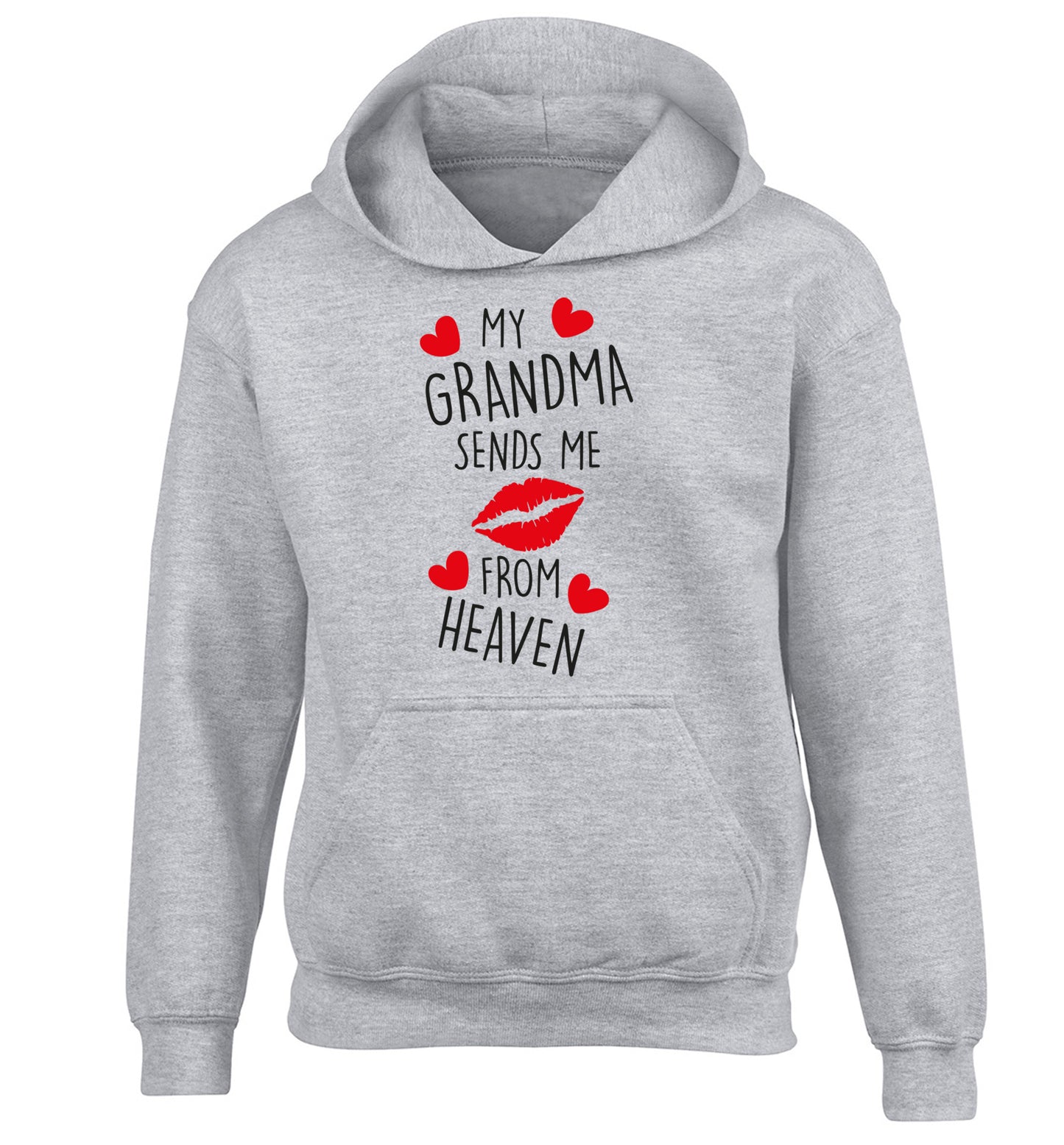 My grandma sends me kisses from heaven children's grey hoodie 12-14 Years