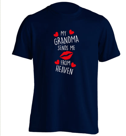 My grandma sends me kisses from heaven adults unisex navy Tshirt 2XL