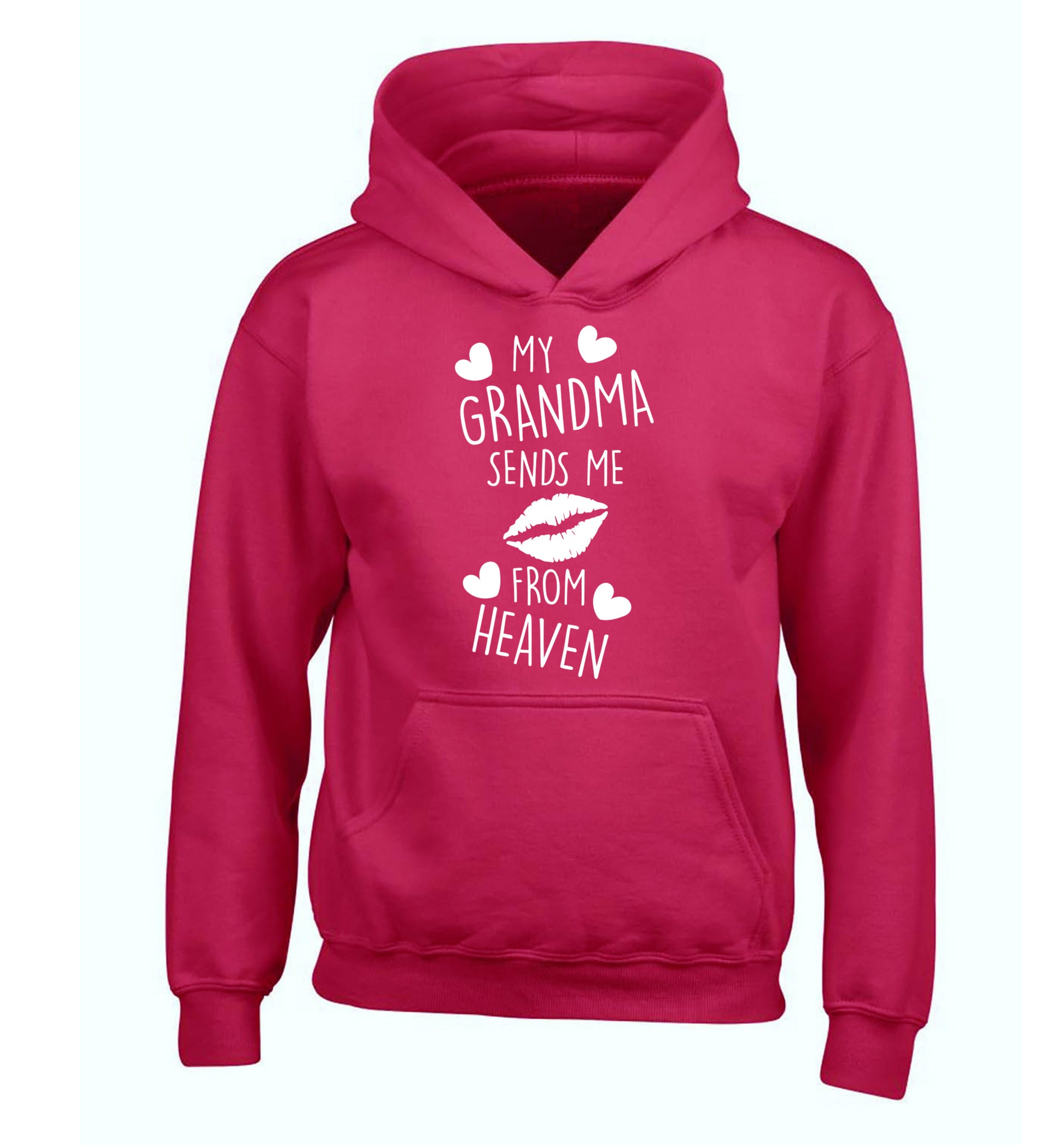 My grandma sends me kisses from heaven children's pink hoodie 12-14 Years