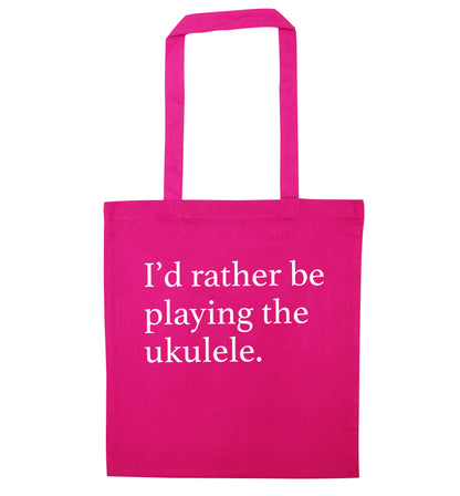 I'd rather by playing the ukulele pink tote bag