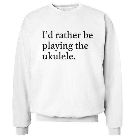 I'd rather by playing the ukulele Adult's unisex white Sweater 2XL