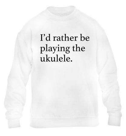 I'd rather by playing the ukulele children's white sweater 12-14 Years