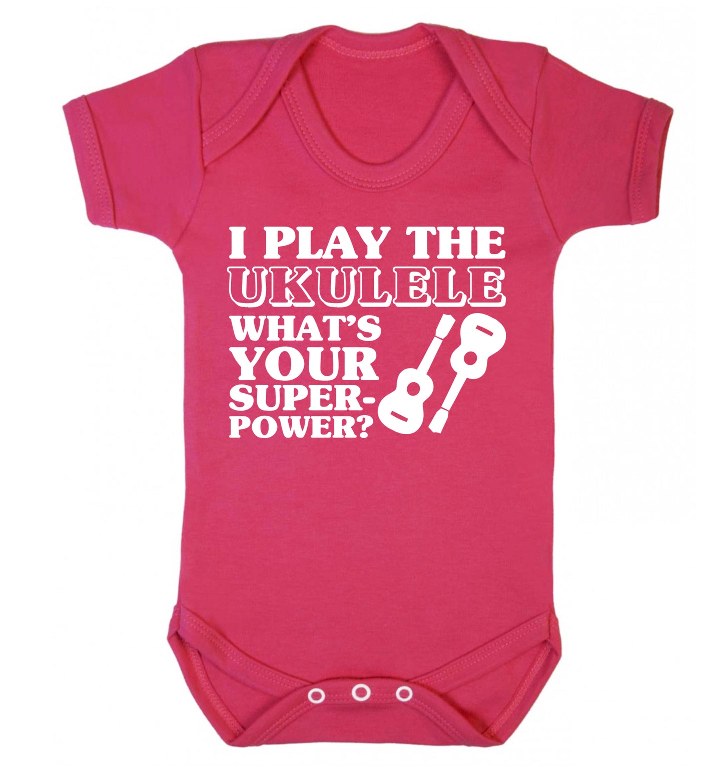 I play the ukulele what's your superpower? Baby Vest dark pink 18-24 months