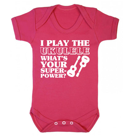 I play the ukulele what's your superpower? Baby Vest dark pink 18-24 months