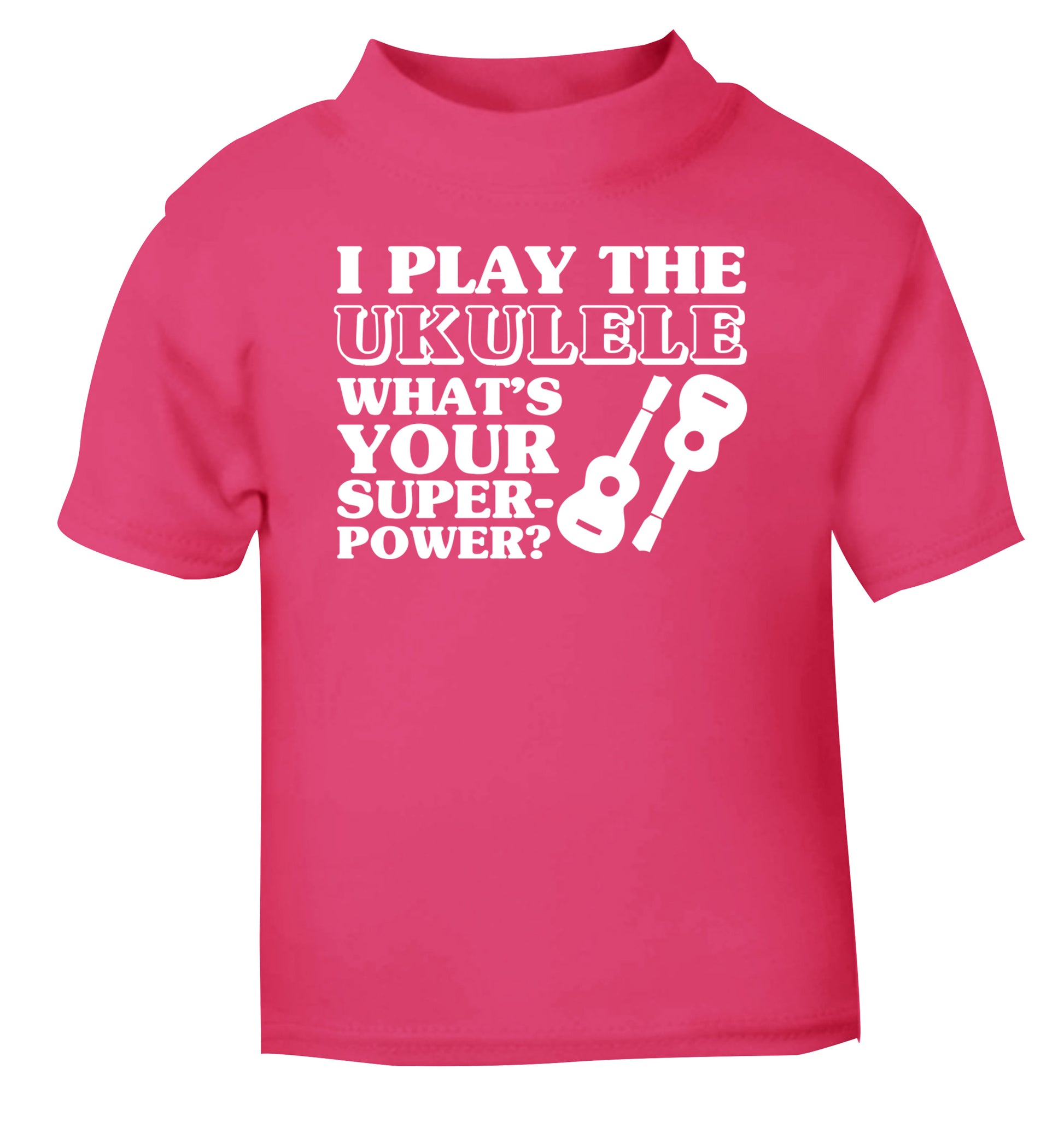 I play the ukulele what's your superpower? pink Baby Toddler Tshirt 2 Years