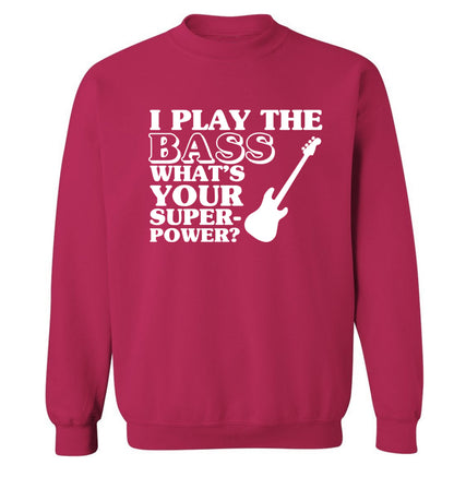 I play the bass what's your superpower? Adult's unisex pink Sweater 2XL