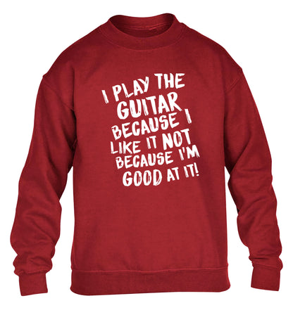 I play the guitar because I like it not because I'm good at it children's grey sweater 12-14 Years