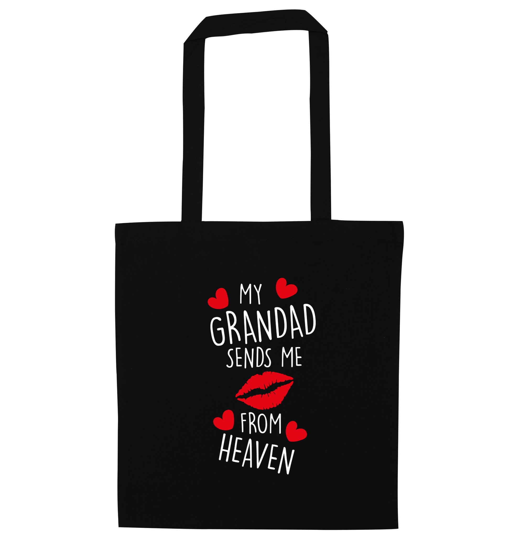 My grandad sends me kisses from heaven black tote bag