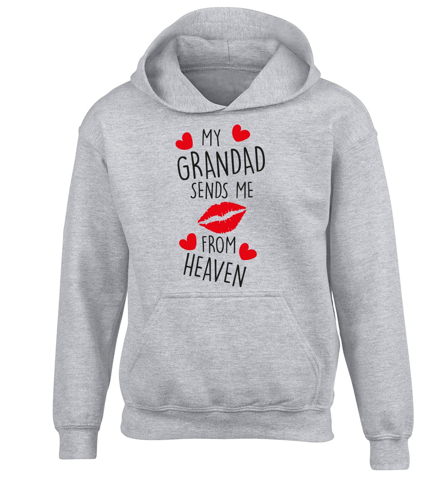 My grandad sends me kisses from heaven children's grey hoodie 12-14 Years