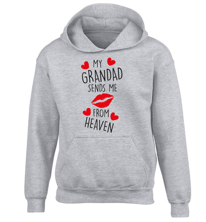 My grandad sends me kisses from heaven children's grey hoodie 12-14 Years