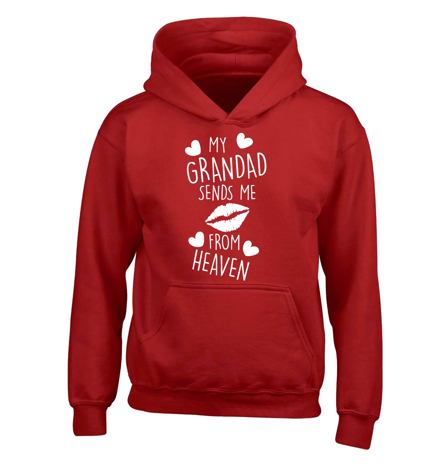 My grandad sends me kisses from heaven children's red hoodie 12-14 Years