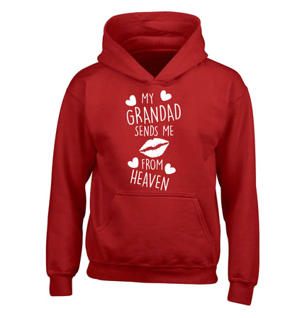 My grandad sends me kisses from heaven children's red hoodie 12-14 Years