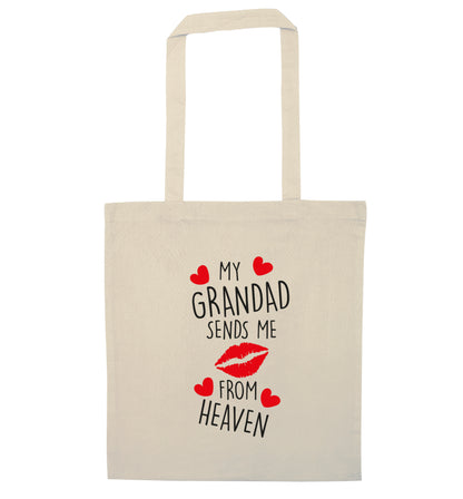 My grandad sends me kisses from heaven natural tote bag
